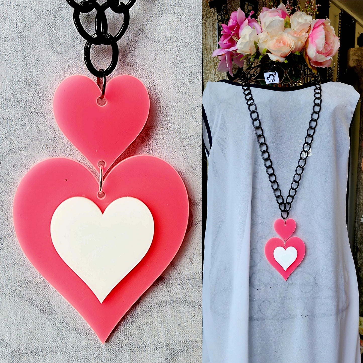 Chained Hearty Heart 3 piece Statement Necklace