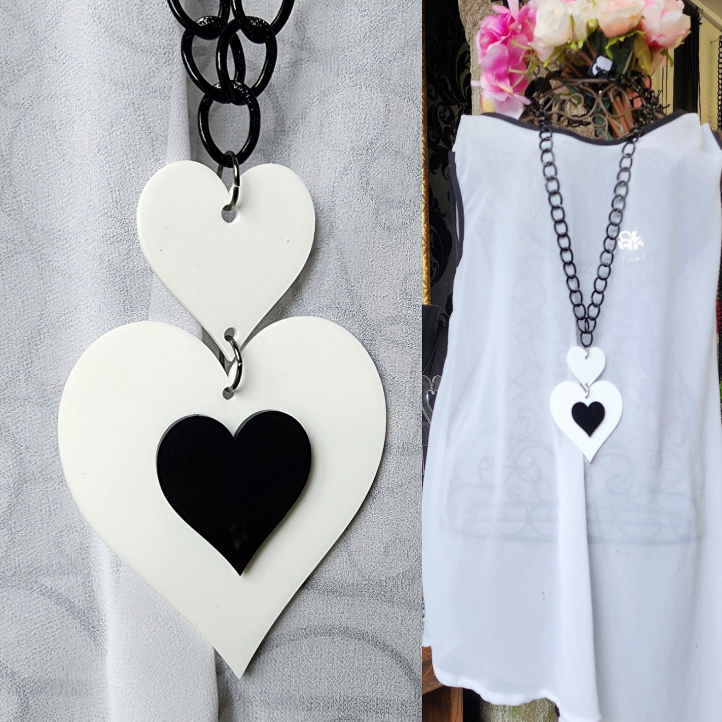 Chained Hearty Heart 3 piece Statement Necklace