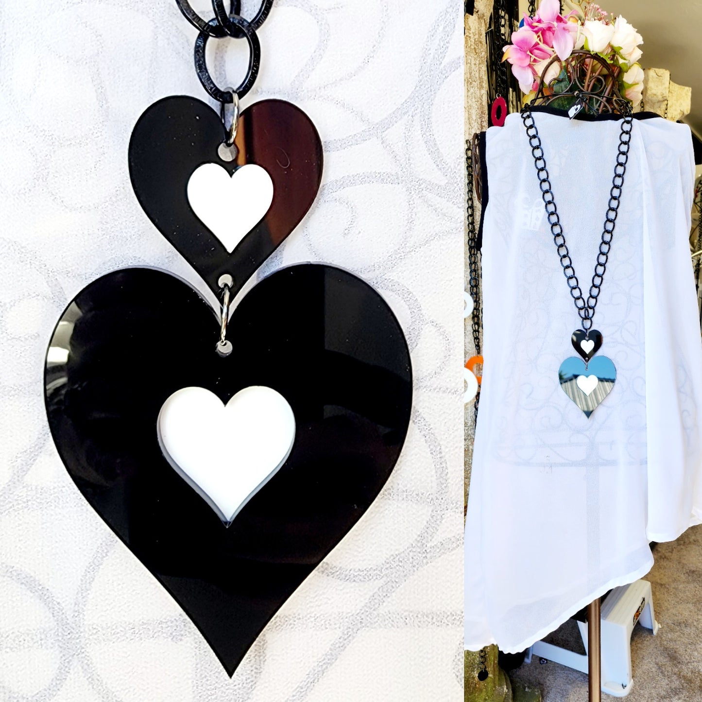 Chained Hearty Heart 3 piece Statement Necklace