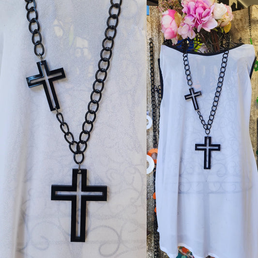 Cross skinny Hollow Chained Statement Necklace