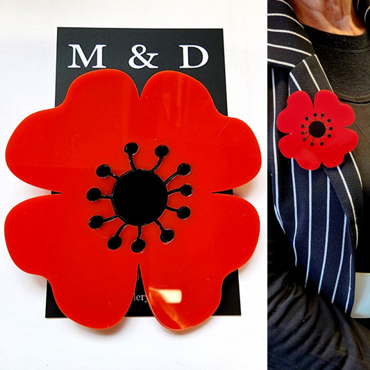 Anzac Poppy Too Brooch large