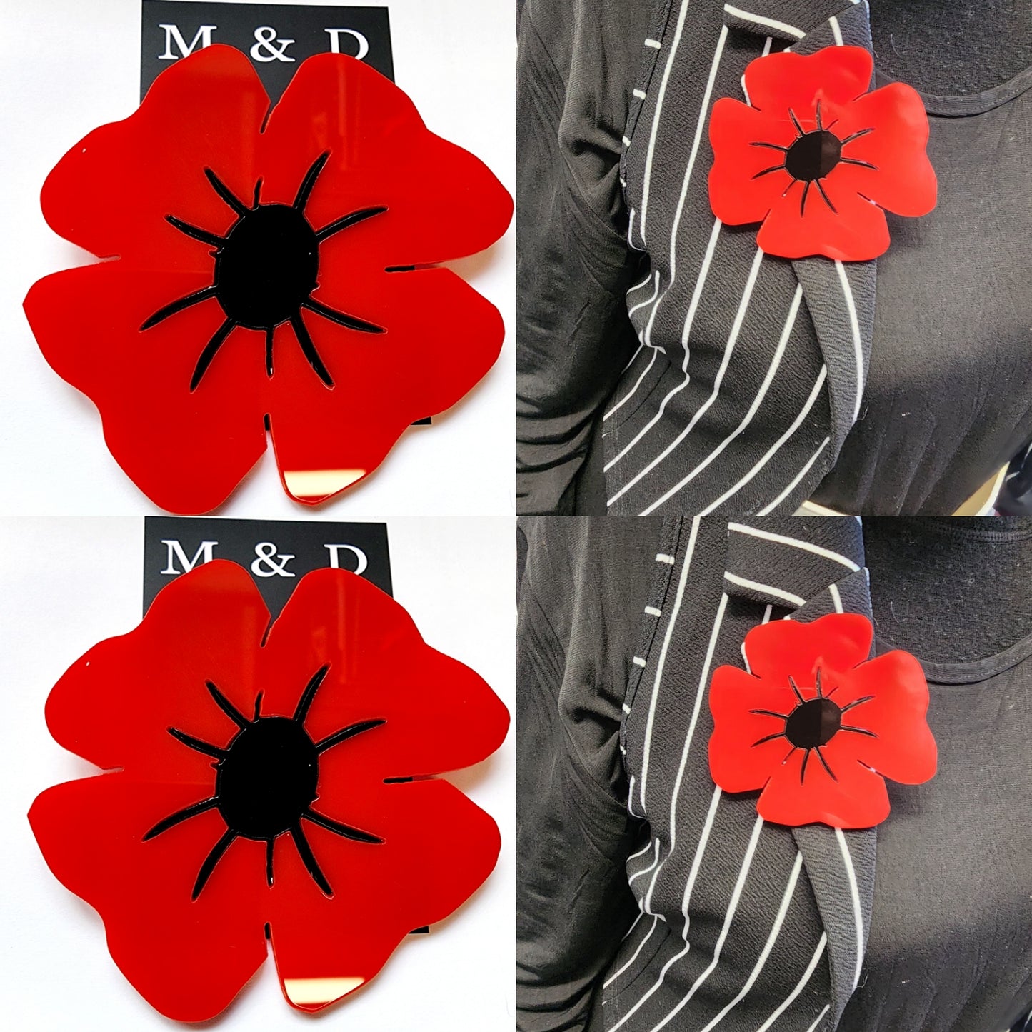 ANZAC Poppy Brooch large