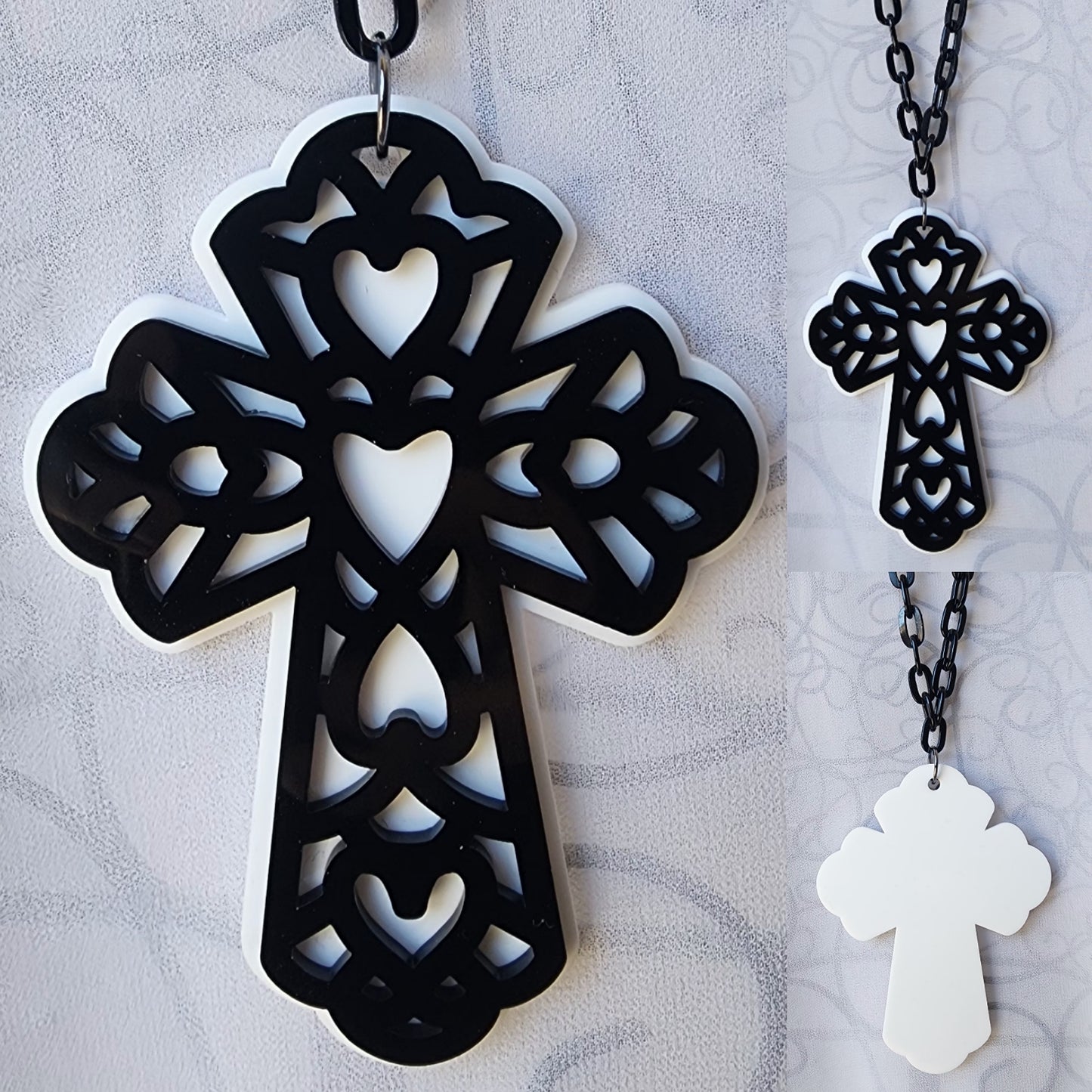 Ornate Heart Cross Necklace