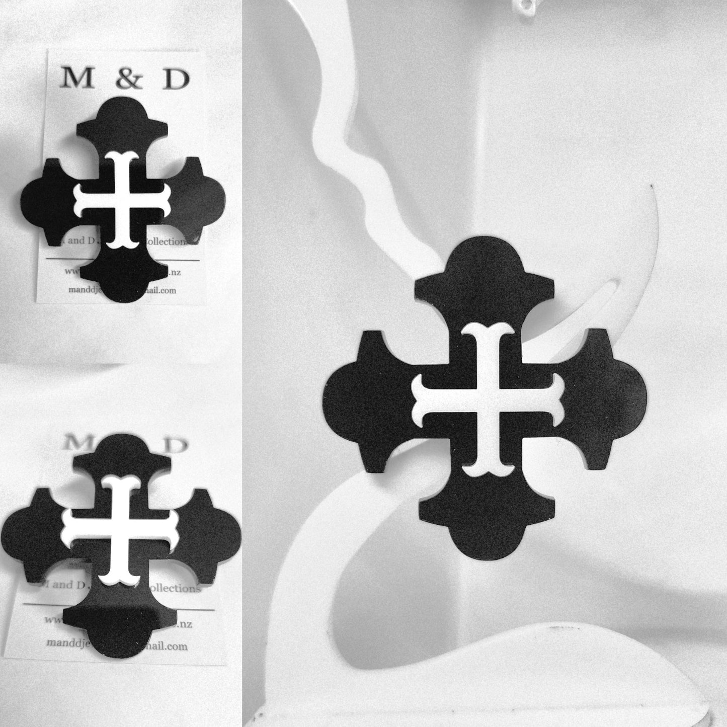 Brooch Large Botonee Cross with small Bar Layer.