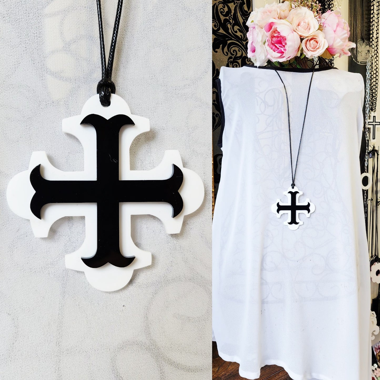 Botonee Bar Cross Statement Necklace
