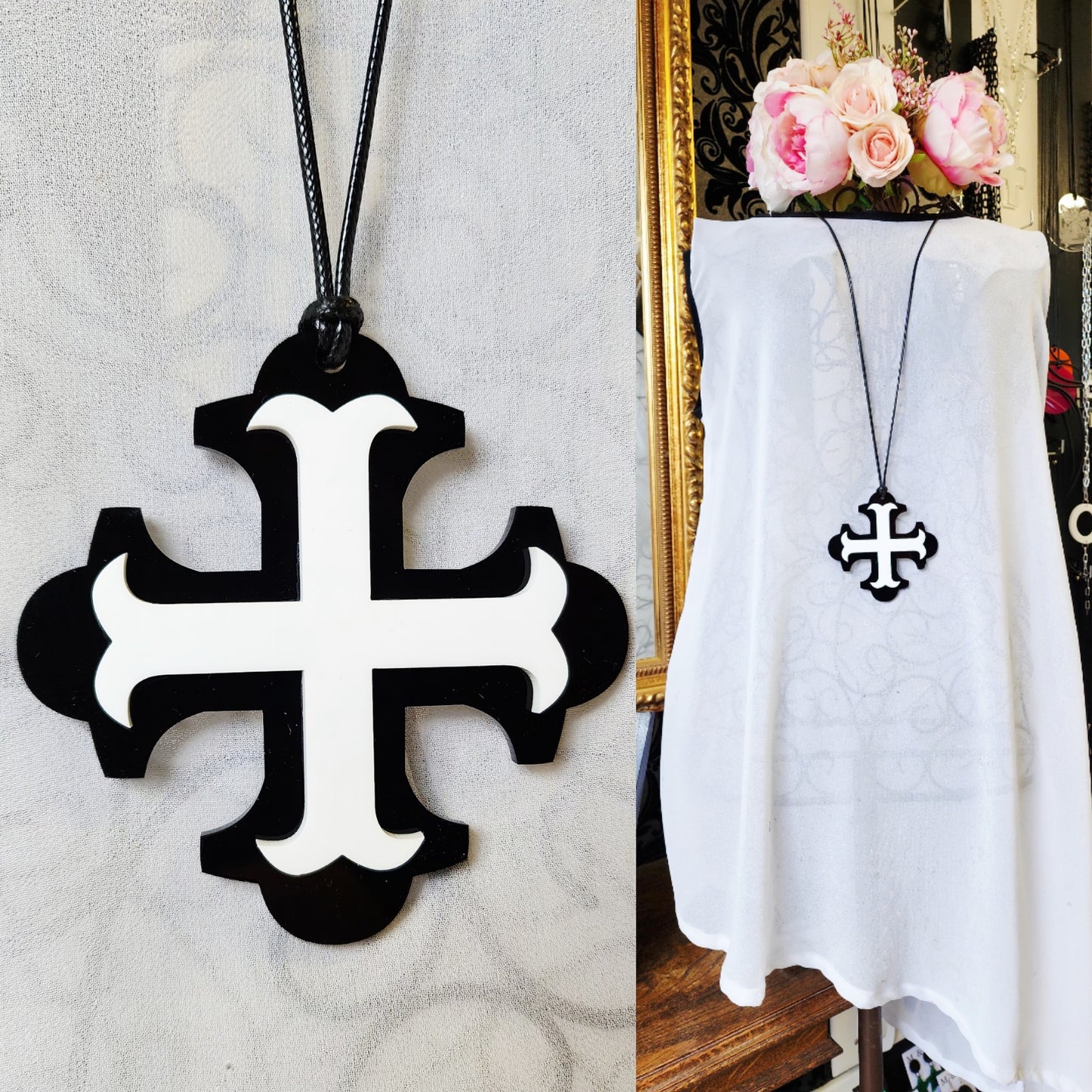 Botonee Bar Cross Statement Necklace