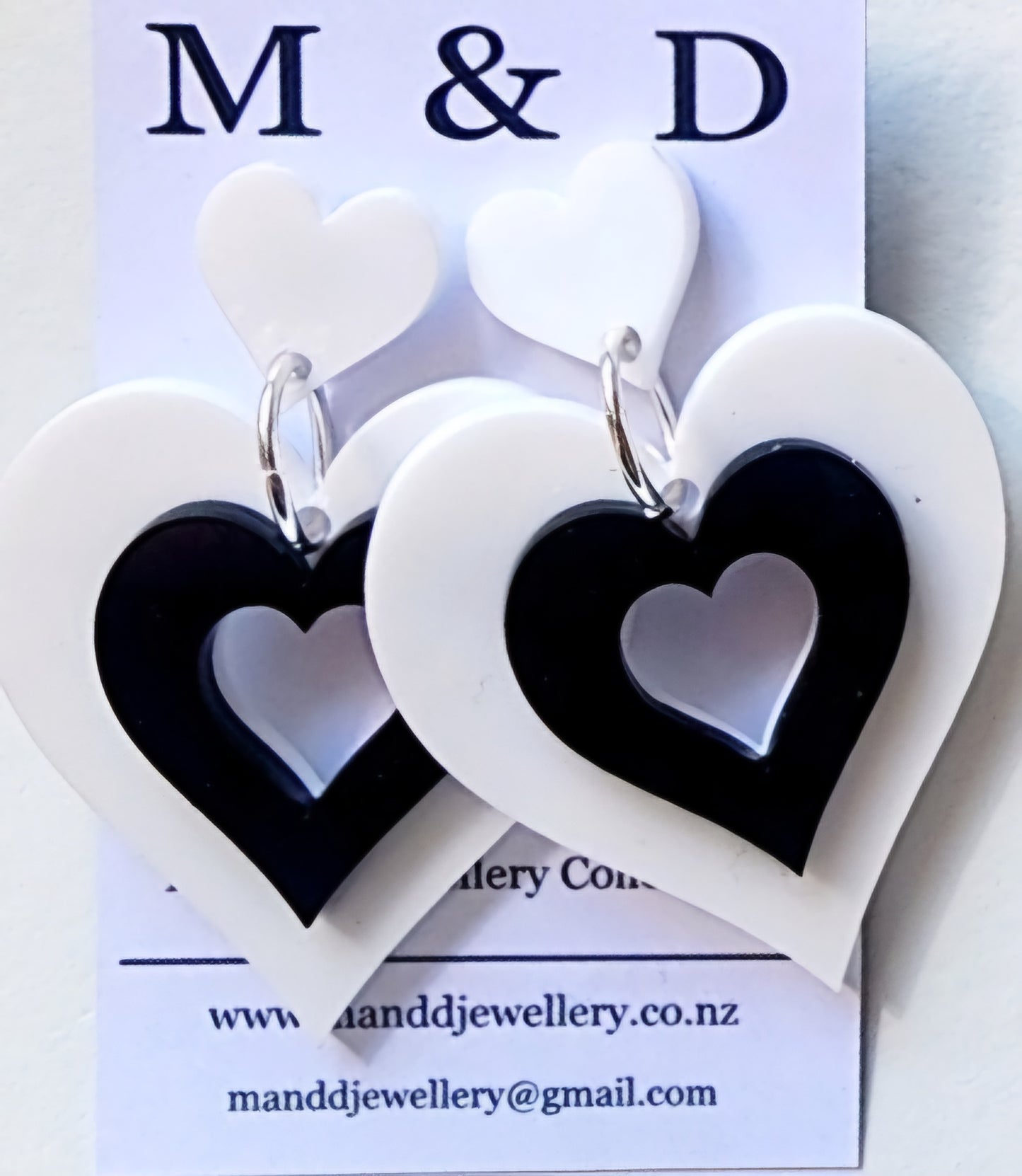 Layered Heart Stud Dangle Earrings