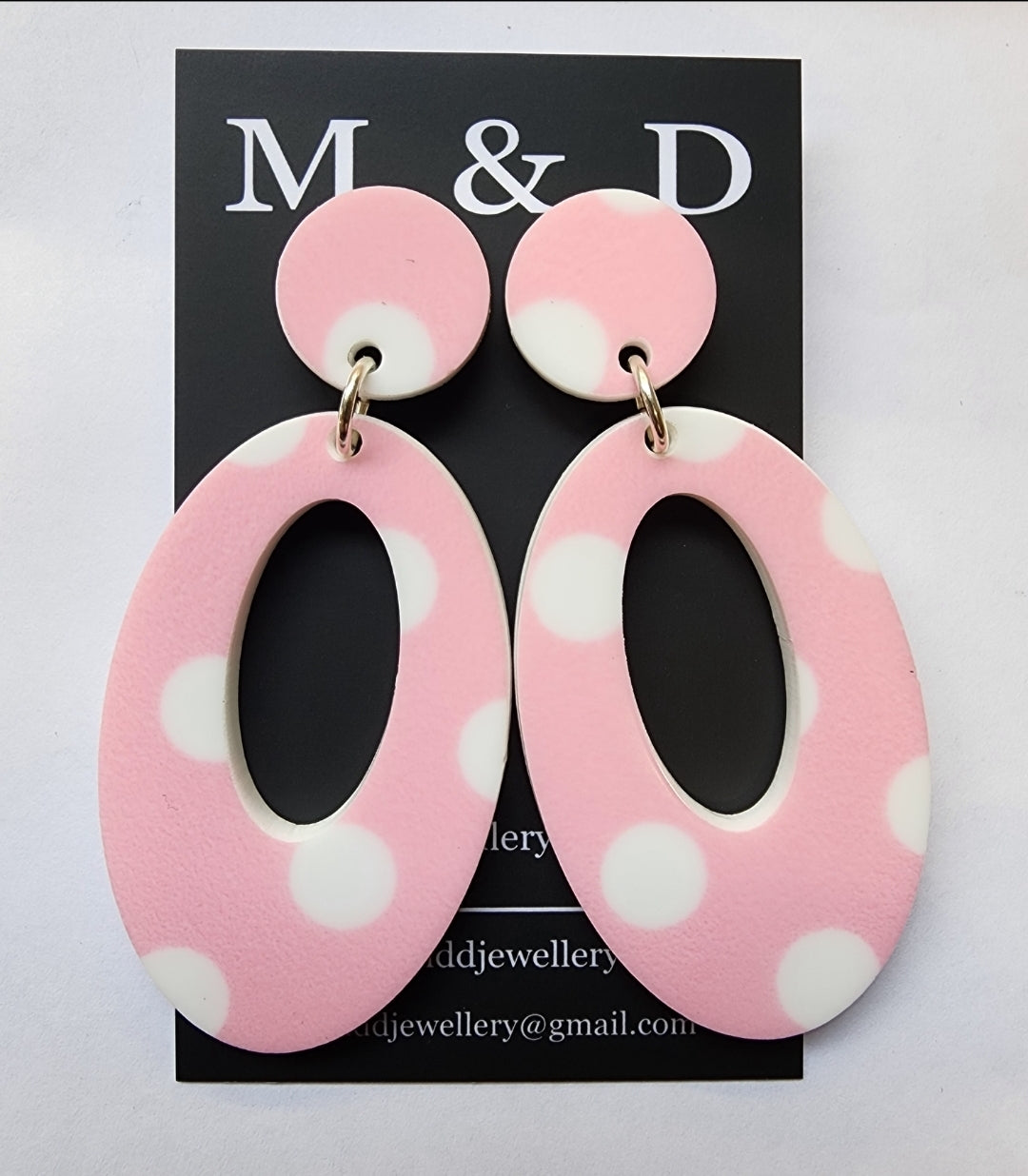 Patterned Spot Oval Stud Dangle Earrings