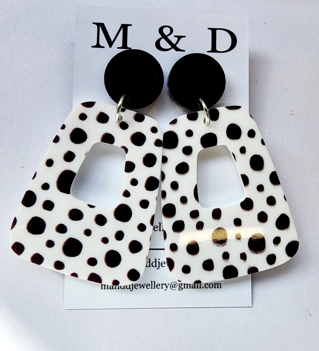 Patterned Spot Block Stud Dangle Earrings