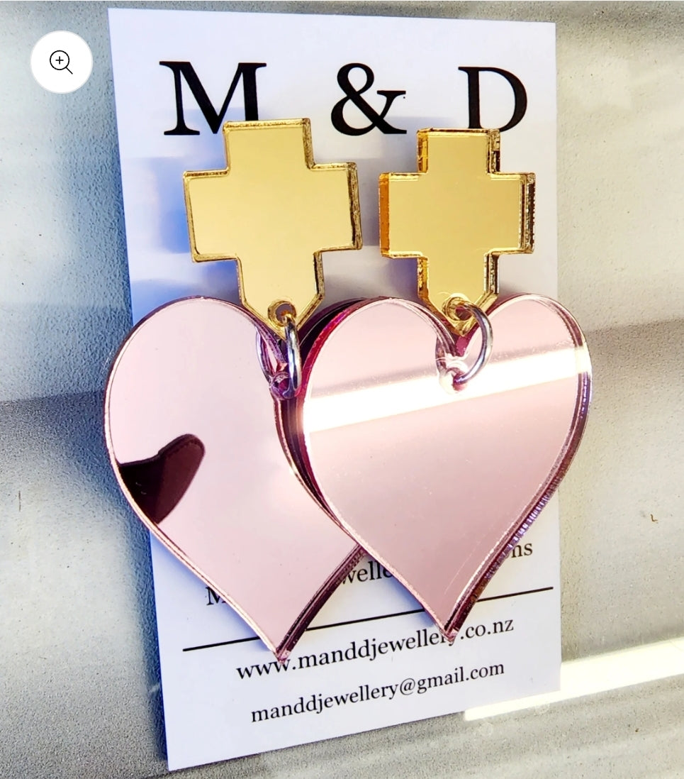 Royal Heart Stud Dangle Earrings