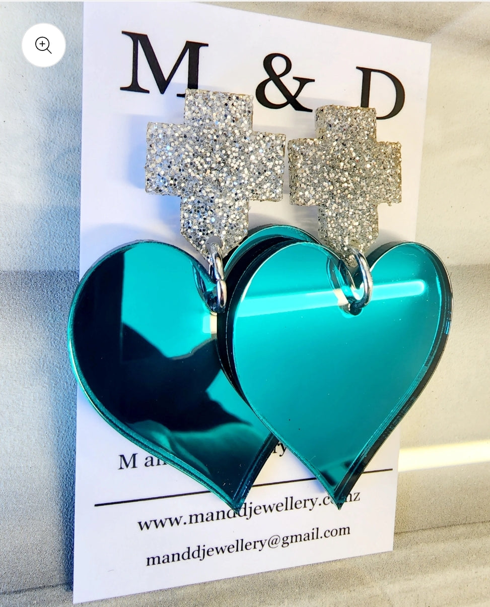 Royal Heart Stud Dangle Earrings