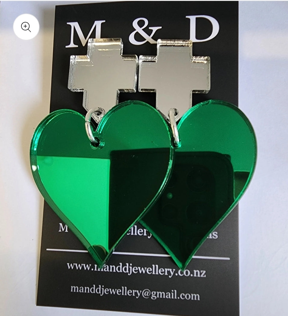 Royal Heart Stud Dangle Earrings