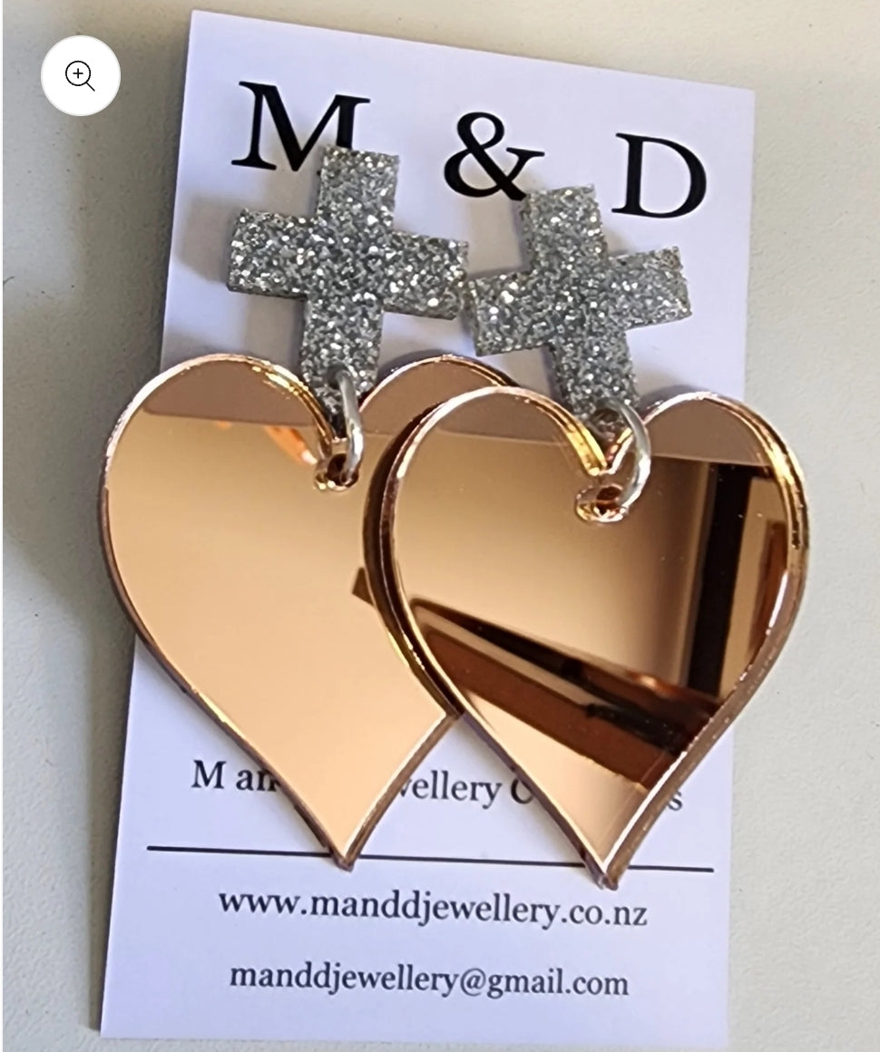 Royal Heart Stud Dangle Earrings