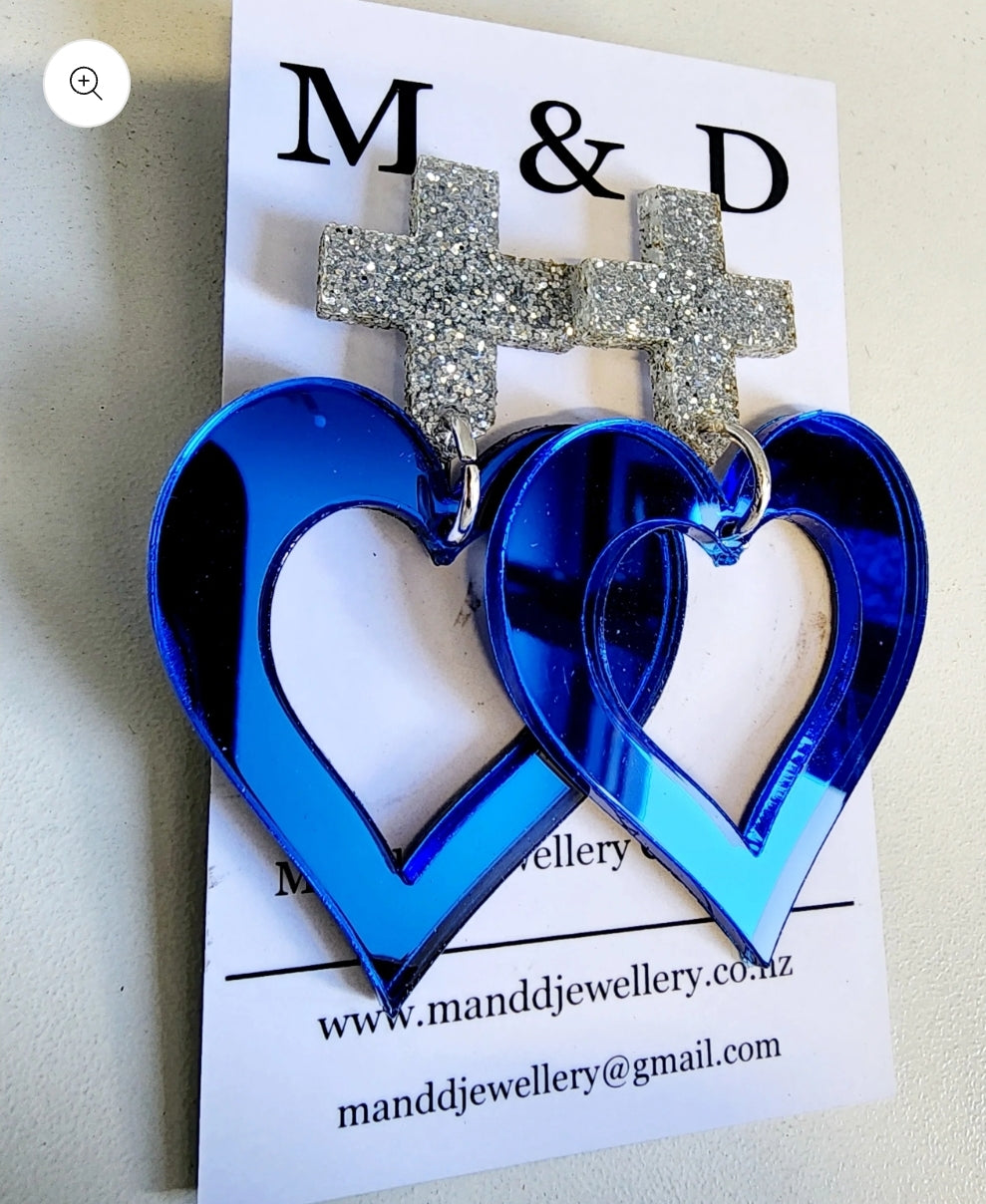 Royal Heart Stud Dangle Earrings