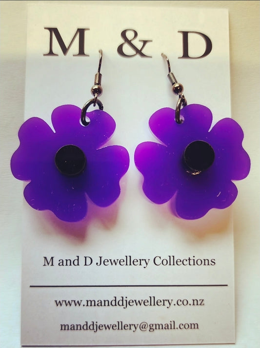 ANZAC Poppy Traditional Little Dangles earrings 3cm