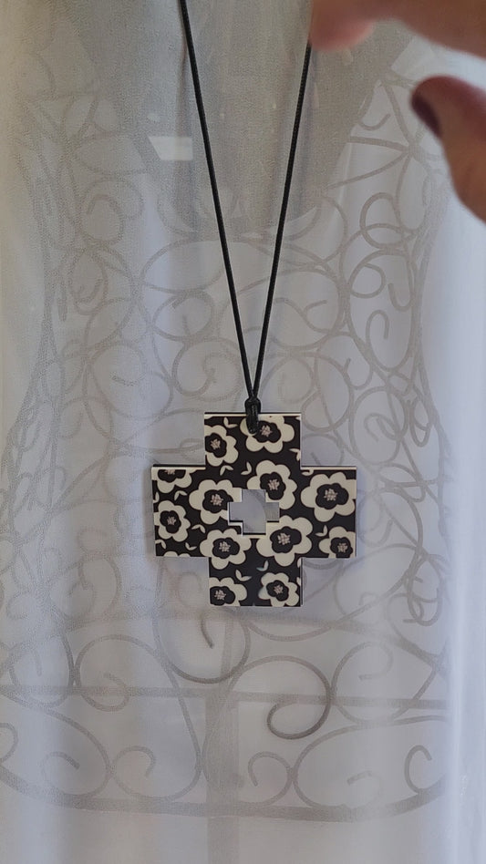 Patterned Floral Plus Cross