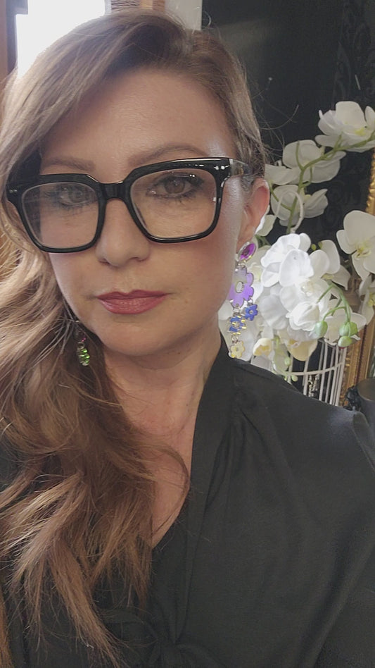 Iridescent Flora Chandelier Dangle Earrings