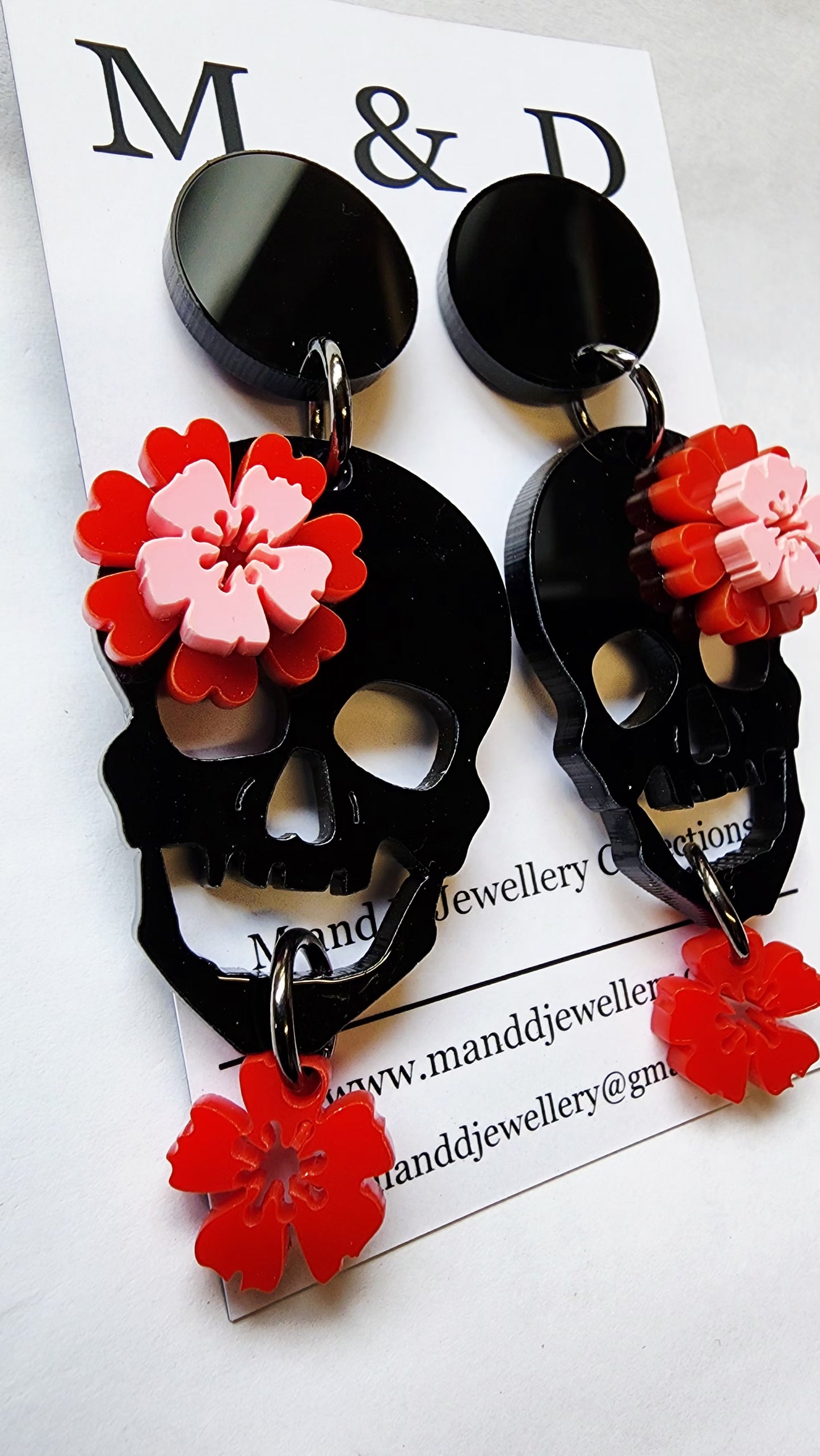 Skully Fleur Stud Dangle Earrings