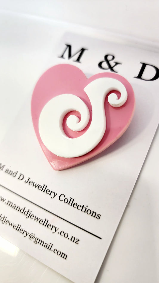 Heart with Koru Brooch
