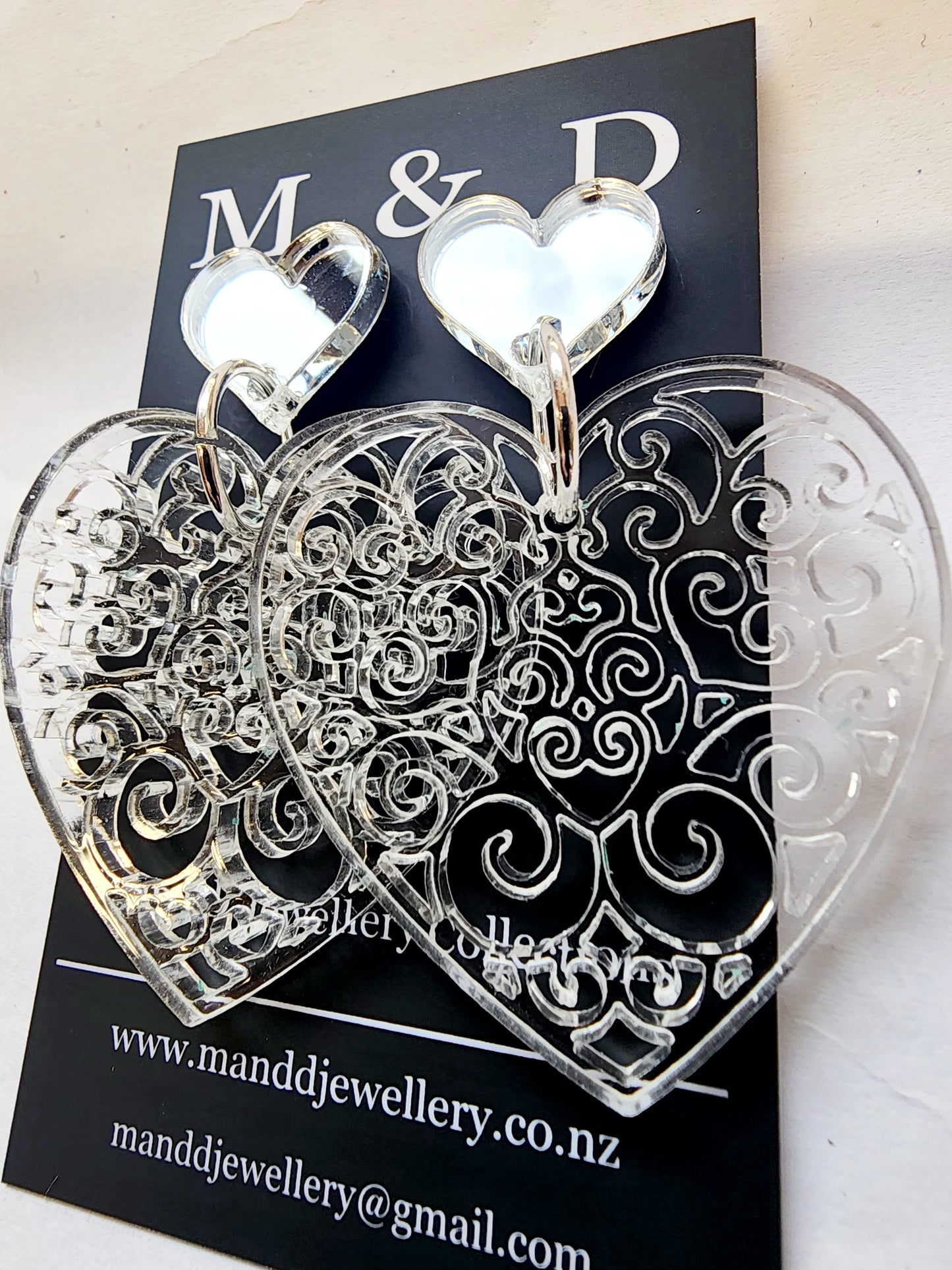 Filigree Heart Stud Dangles Earrings