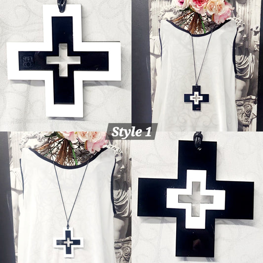 Plus Cross Reversible Statement Necklace