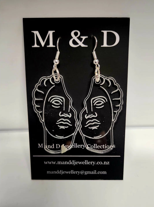 Grecian Half Face Dangle Earrings