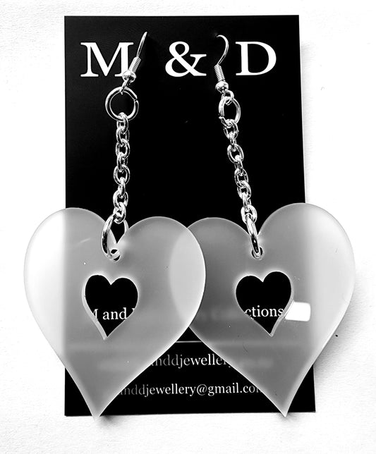 Chained Heart Cutout Earrings Dangles