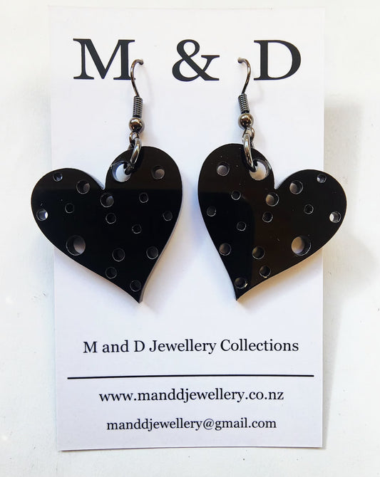 Heart Spotty Dotty Dangle Earrings