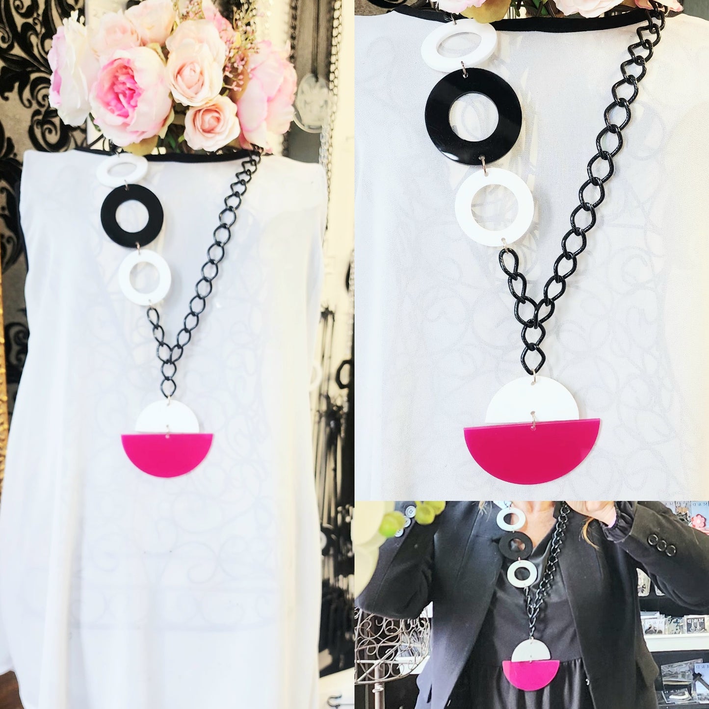 Lariat Circle Necklace with Split Disc Pendant