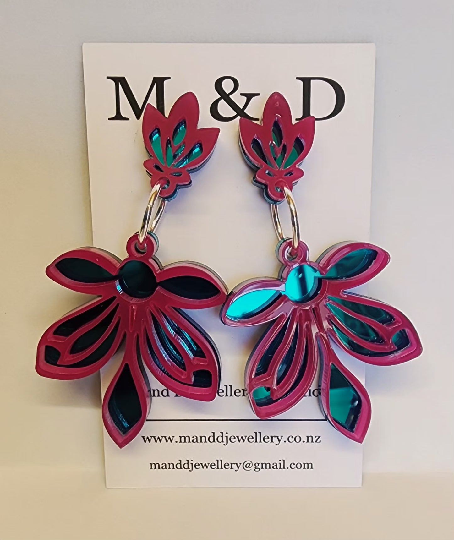 Orchid Mirrored Stud Dangles Earrings