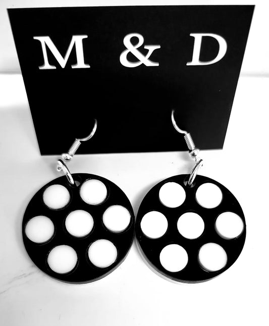 Spotty Little Dangle Earrings Reversible Black White