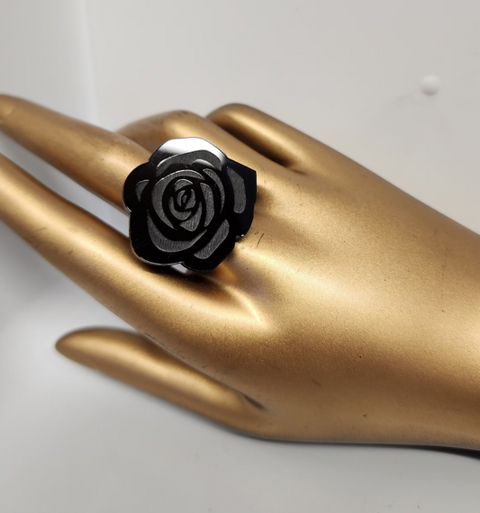 Rose Engraved Statement Ring