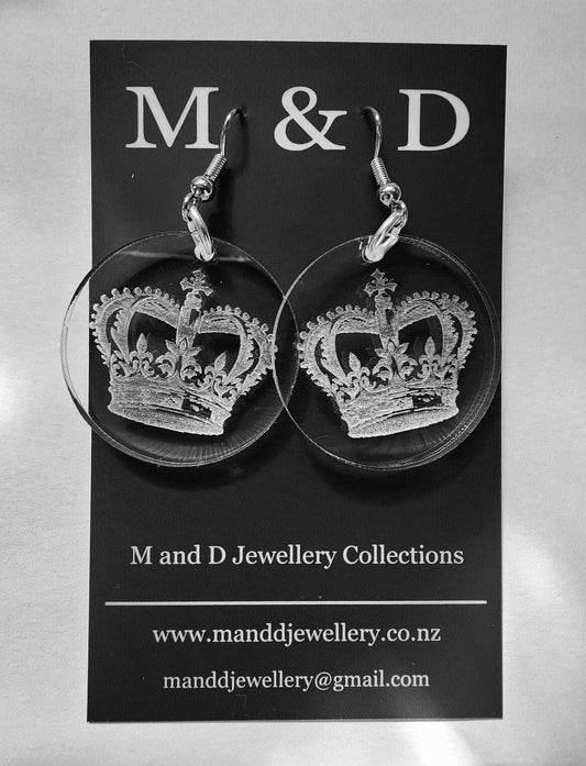 Engraved Crown Earrings