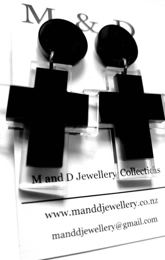 Cross Layered Stud Dangle Earrings