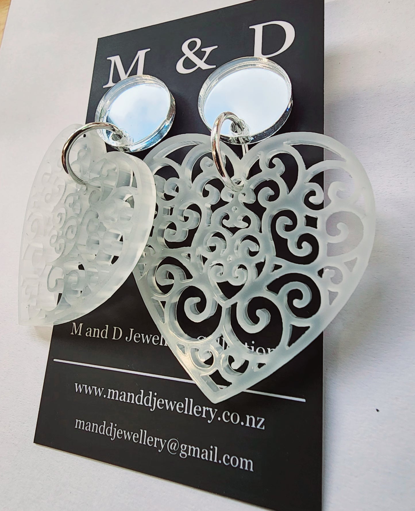 Filigree Heart Stud Dangles Earrings