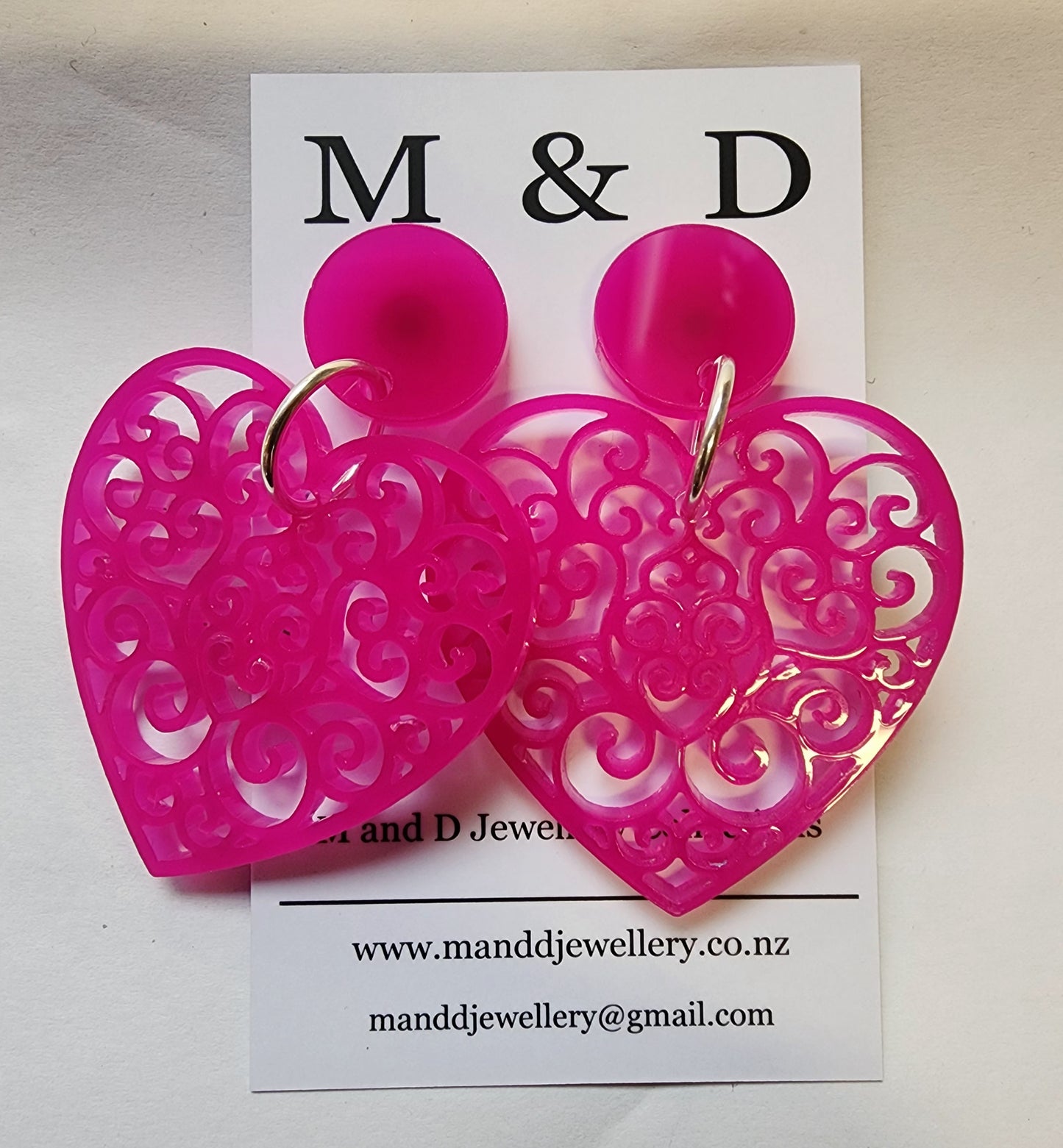 Filigree Heart Stud Dangles Earrings