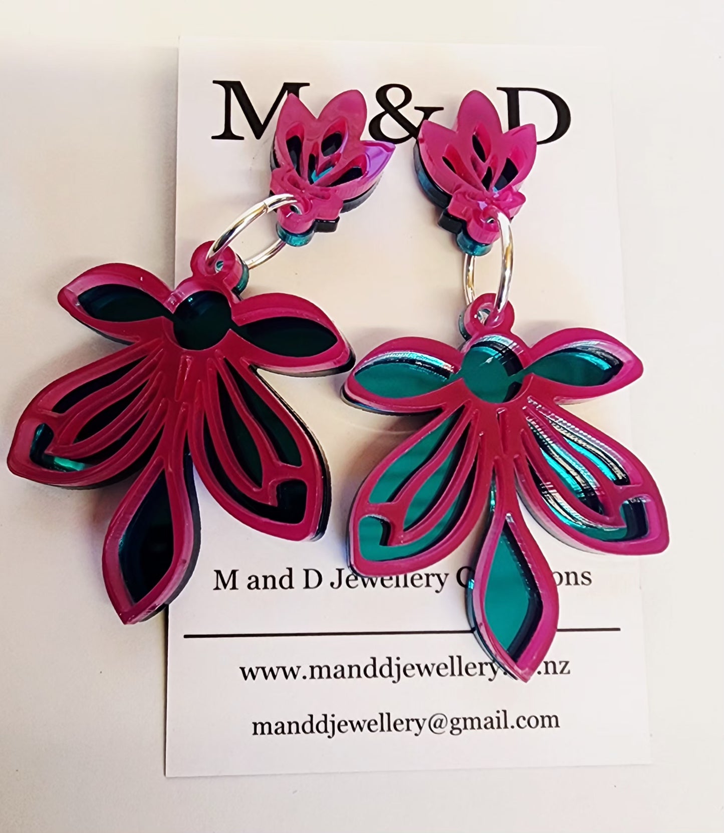 Orchid Mirrored Stud Dangles Earrings