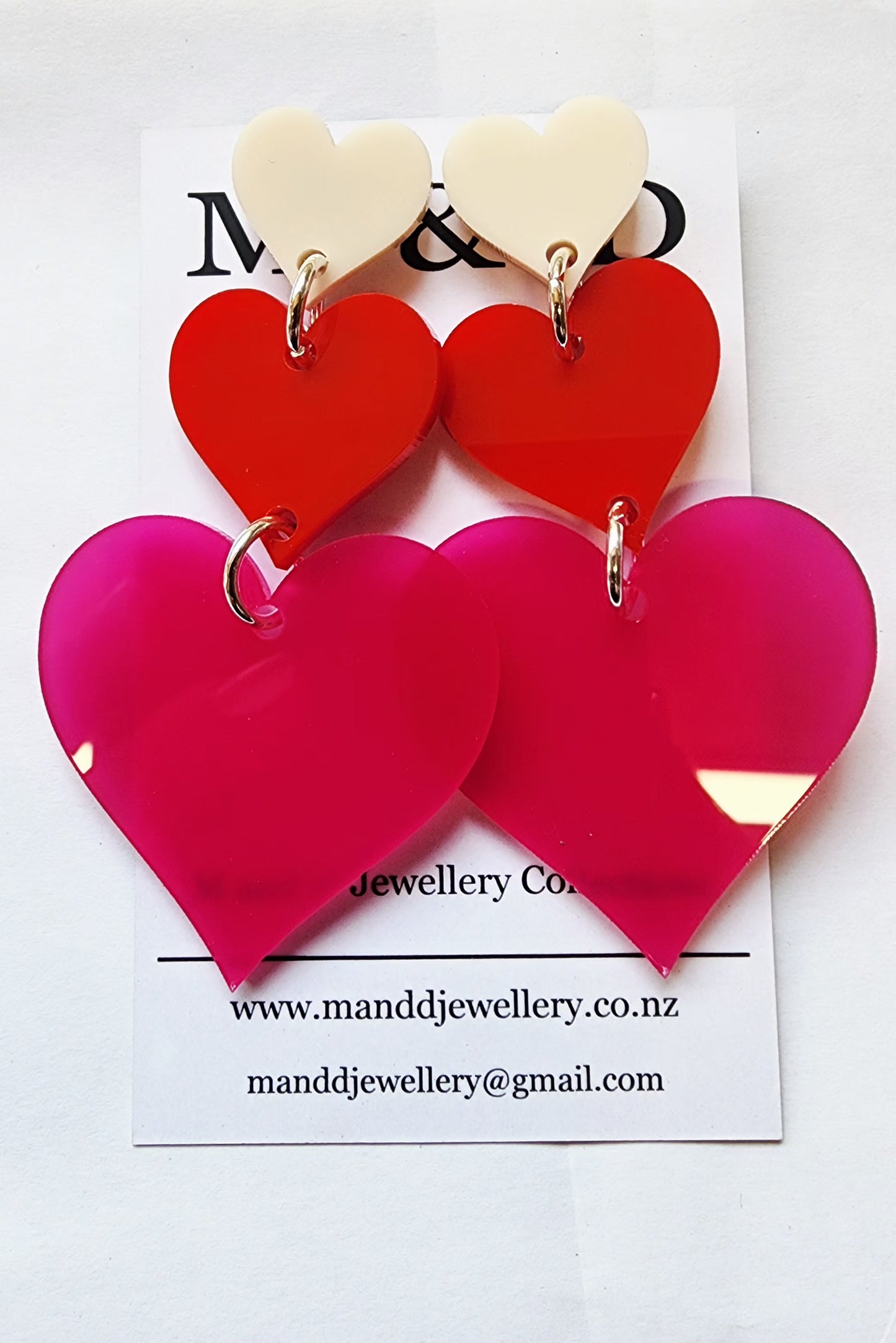 Heart Heart Trio Stud Dangles Earrings
