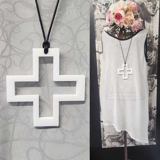 Plus Cross Frame Statement Necklace