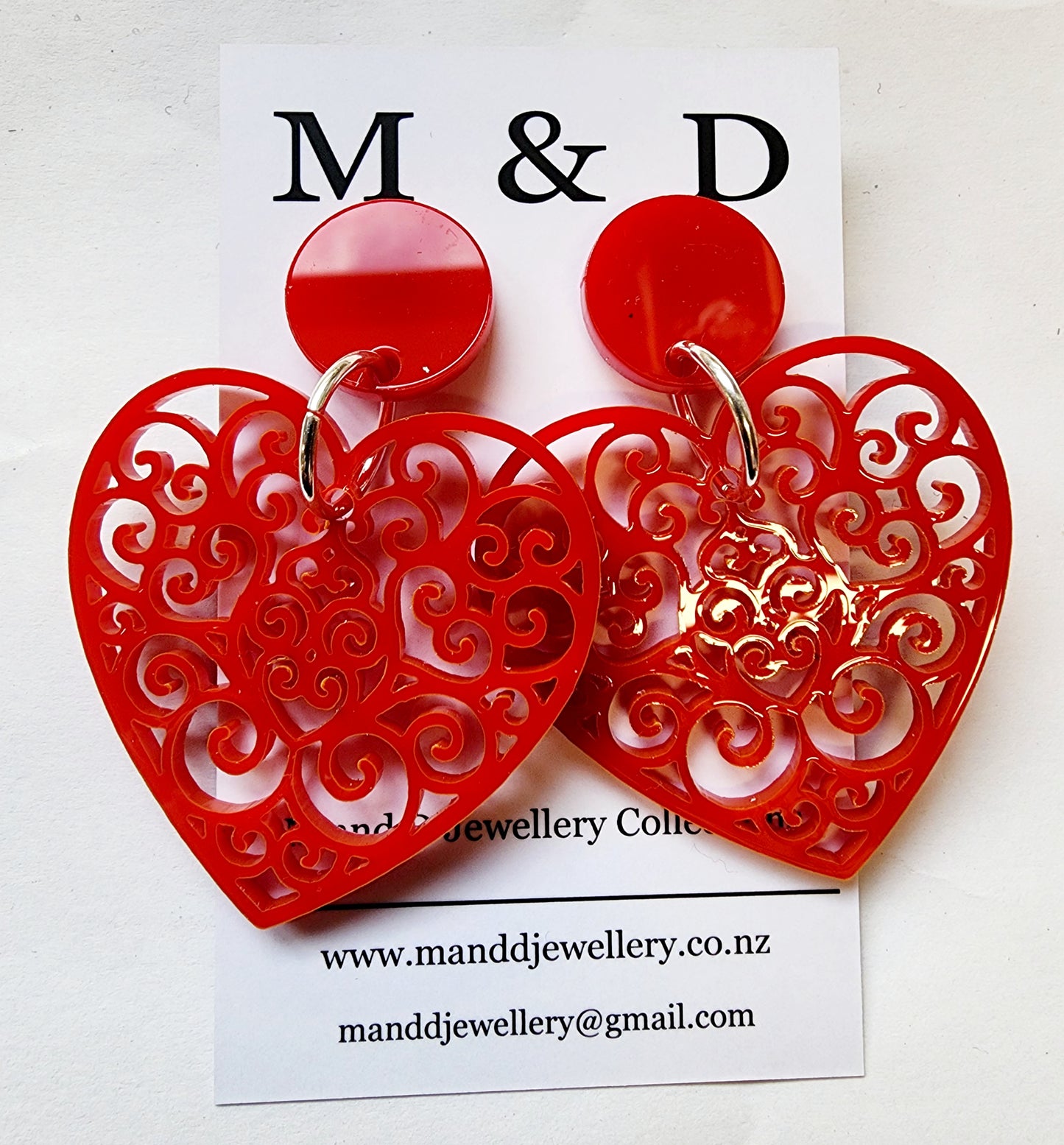 Filigree Heart Stud Dangles Earrings