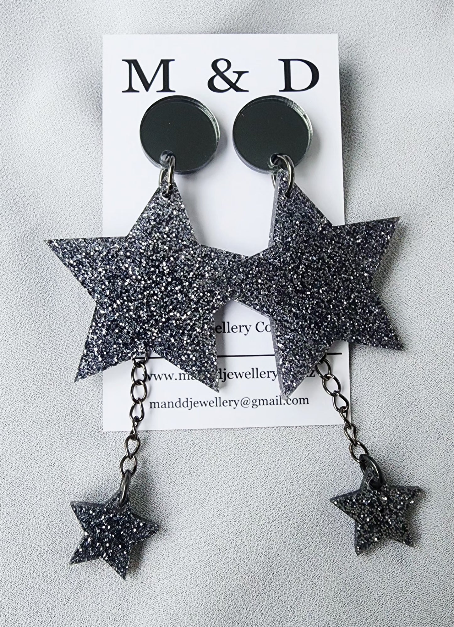 Star Stud Dangles with Chain