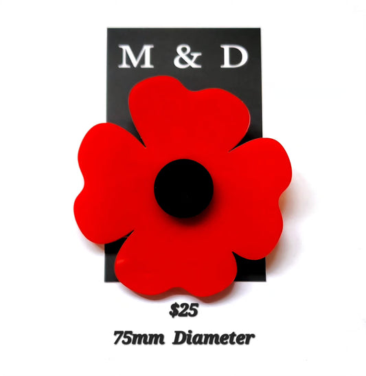 Anzac Poppy Traditional Medium Brooch