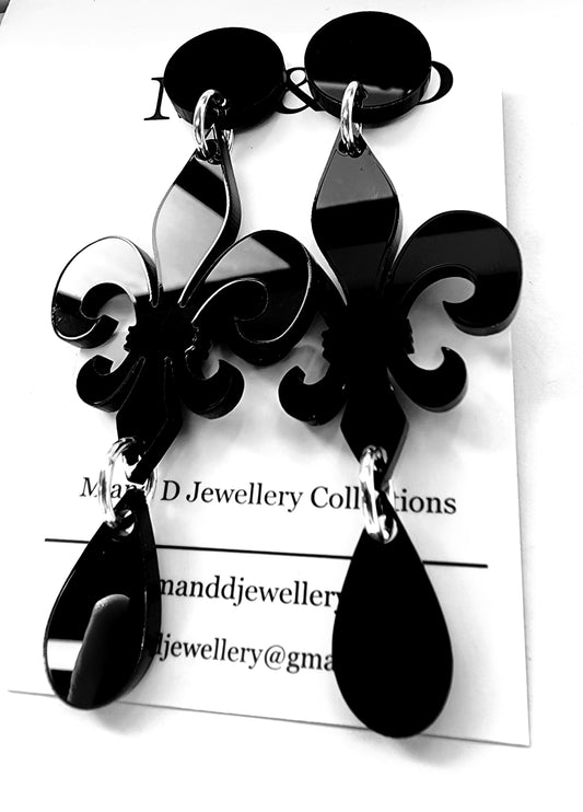 Fleur De Lis Dangle Earrings with Drop