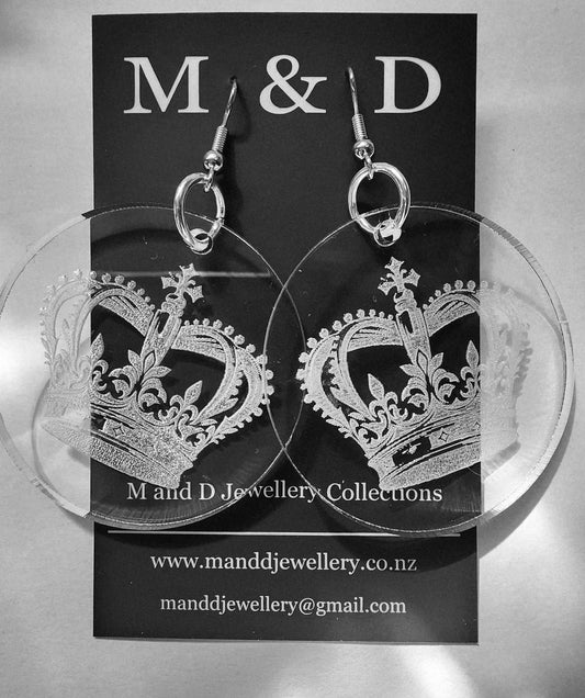 Engraved Crown Earrings