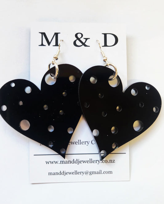 Heart Spotty Dotty Dangle Earrings