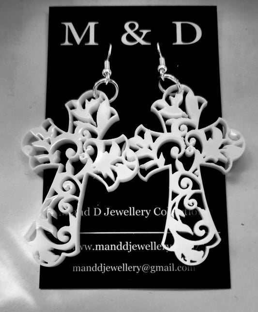 Filigree Cross Earrings Dangles