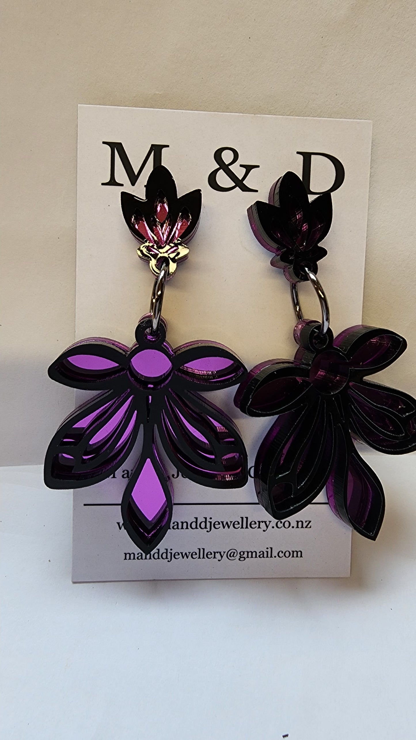 Orchid Mirrored Stud Dangles Earrings