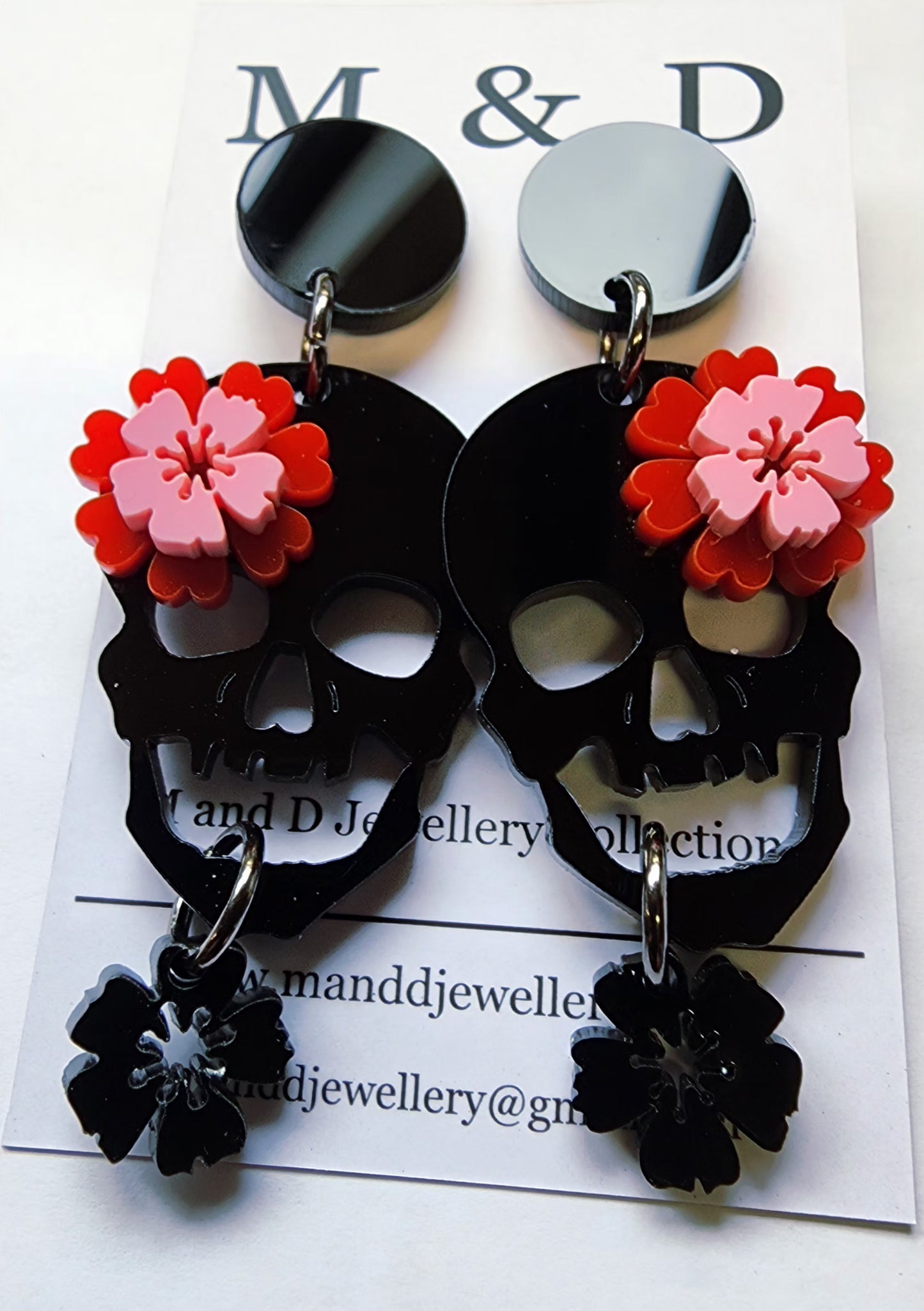 Skully Fleur Stud Dangle Earrings