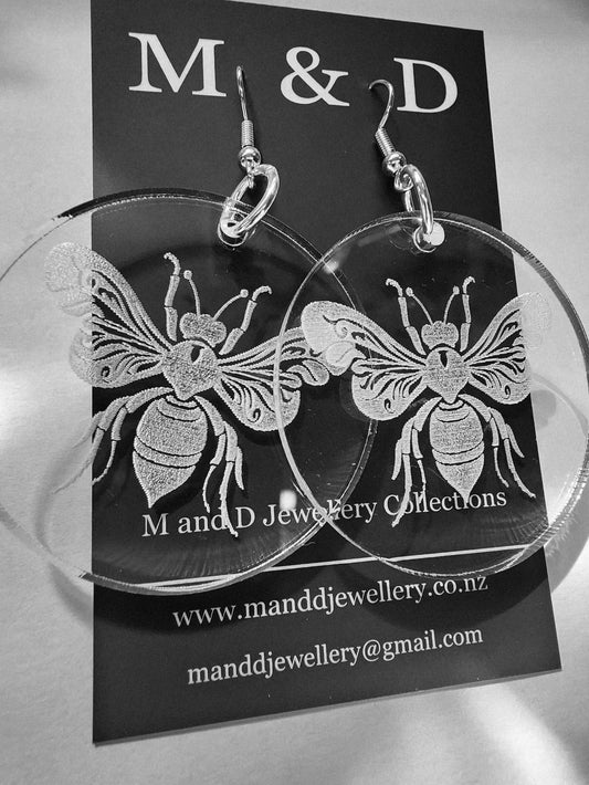 Engraved Bee Earrings