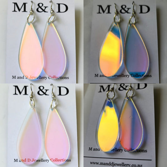 Iridescent Teardrop Dangle Earrings